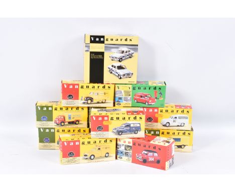 TWELVE BOXED VANGUARDS DIECAST MODEL VEHICLES, to include five 1:64 scale Classic Commercial vehicles, the first a Shell-BP, 