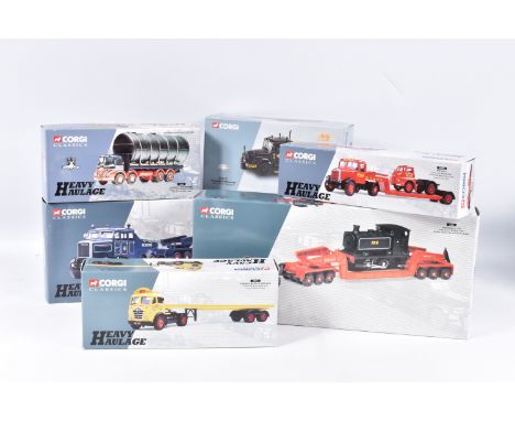 SIX BOXED CORGI AND CORGI CLASSICS HEAVY HAULAGE DIECAST MODEL VEHICLES, the first is a Pickfords 2 Scammell Constructors and