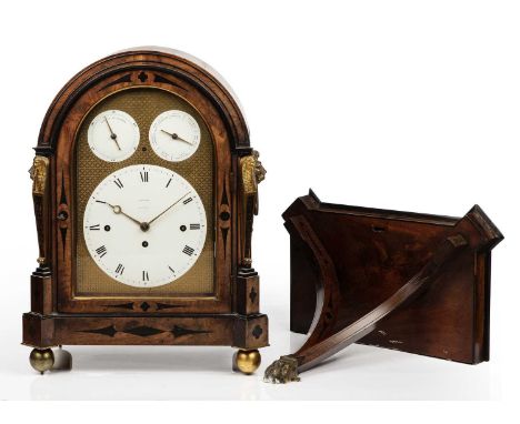 A 19th century mahogany bracket clock, the white enamel Roman dial signed Robson, London, the arch with slower/faster and sev