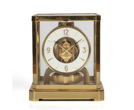 A Le Coultre five glass Atmos mantel timepiece No. 359022, the white chapter ring with Arabic and arrow numerals and open cen