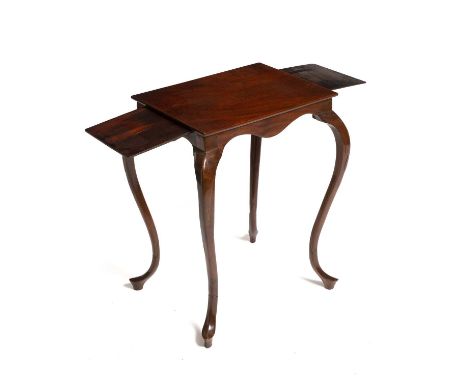 An early 19th century mahogany occasional table with side slides and cabriole legs 49cm wide 38cm deep 58cm highlight crack t
