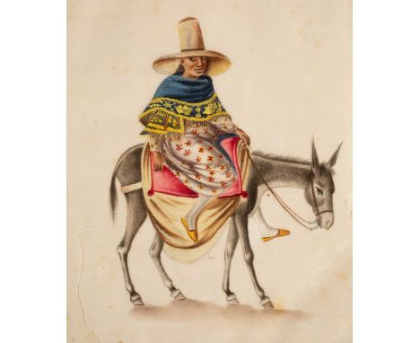 19th century Cantonese School. An album of twenty ‘pith’ paintings entitled ‘Lima (Peru) Costumes’ each depicting a different