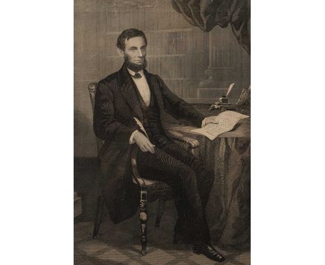 Dainty, John, Publisher 'Abraham Lincoln signing the Emancipation Proclamation 1864',  after W.E. Winner (365 x 245mm) framed
