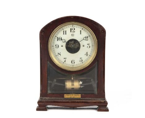 A Bulle mantle clock, the silvered Arabic dial with open centre and moon hands over a bevelled glass window and presentation 