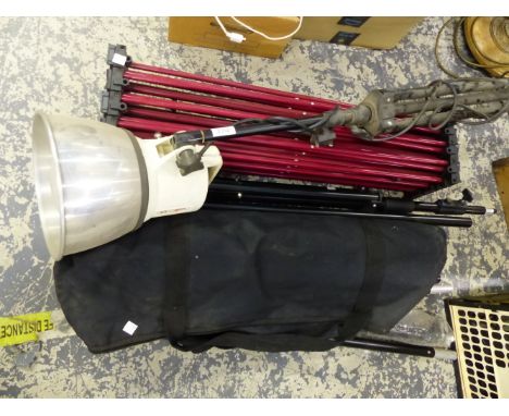 A PHOTOGRAPHY LAMP, LIGHTING STANDS ETC.