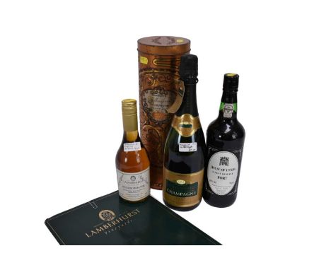 Bottle of the first release English brandy Lamberhurst 35cl, bottle of House of Lords Finest Reserve Port 75cl. and a bottle 