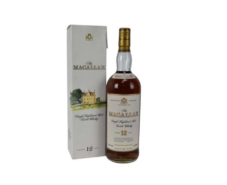 One bottle, The Macallan Single Highland Malt Scotch Whisky, 12 years old, 43%, 1 litre, in orignal card box 