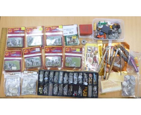 Diecast : War Gaming - lot of unopened historical military miniatures, some extra parts and tools for miniature making, sword