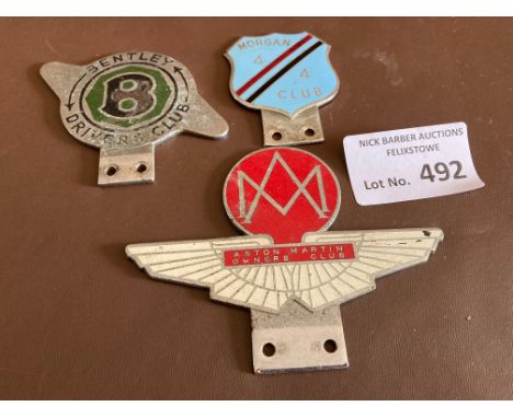 Collectables : Motoring - Car Badges for Aston Martin, Morgan, Bentley vintage with knocks - Bentley missing some enamel