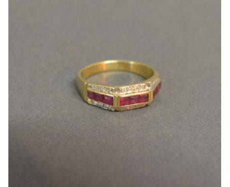 An 18ct. Yellow Gold Ruby and Diamond Ring