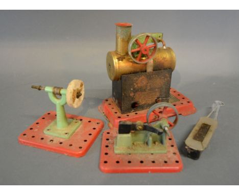 An Mamod Static Model Steam Engine together with two other similar models