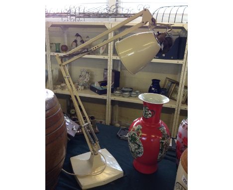 An extra large industrial Herbert Terry cream painted 'The Angle Poise' table lamp (42" approx. when fully extended).