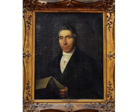 WILLEM RIKKERS b. 1812 d.1873, oil on canvas - two mid nineteenth century half-length portraits of an affluent Dutch husband 