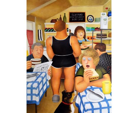 BERYL COOK limited edition (307/850) coloured print - café interior, signed, 47 x 35cms