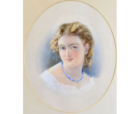 H. WHATLEY watercolour - oval head and shoulders portrait of young female, entitled verso 'Lady Fanny', signed 40 x 33cms