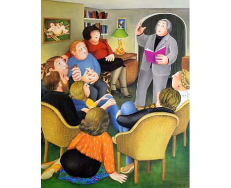 BERYL COOK print - poetry reading, signed, 50 x 38cms