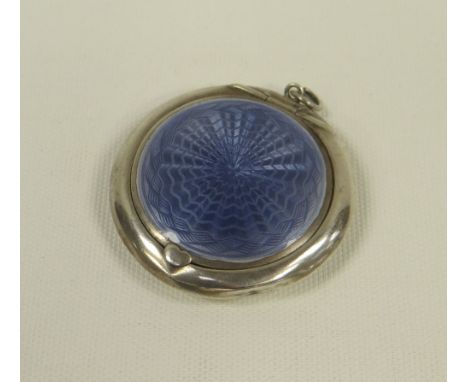 SILVER & GUILLOCHE ENAMEL COMPACT CASE of circular form with hinged lid, Birmingham 1922 BBC Bargain Hunt