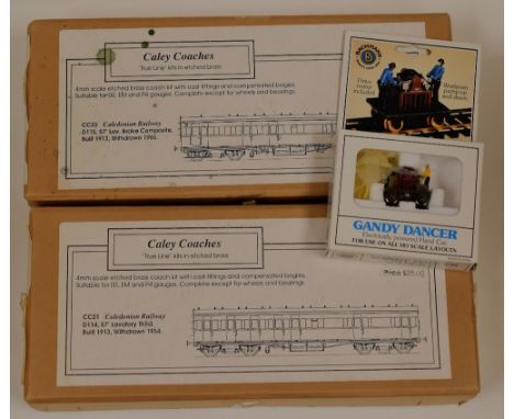 THREE CALEY COACHES 'Caledonian Railway' and a Bachmann 'Gandy Dancer'