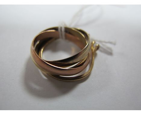 A 9ct Gold Russian Wedding Band Style Ring, of three colour design; together with another 9ct gold ring (broken). (2) 