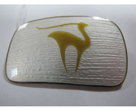 A Norwegian White and Yellow Enamel Brooch, of stamped design, stamped "Norway Sterling" "925S". 