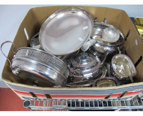 A Mixed Lot of Assorted Plated Ware, including dishes, ladle etc:- One Box