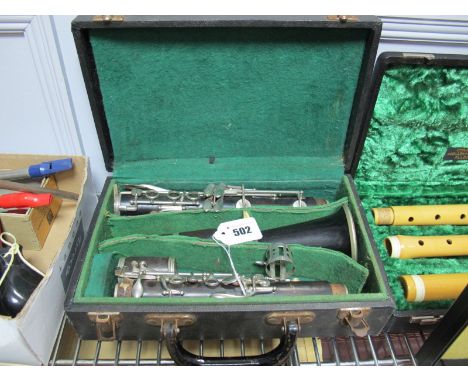 The Edgware Clarinet by Boosey & Hawkes of London- five sectional ebonised with nickel mounts, in carry case. 