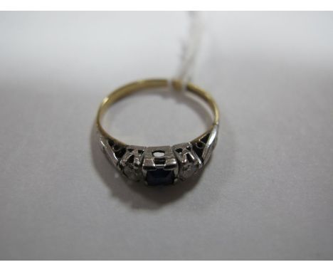 A 9ct Gold Diamond Set Ring, square set to the centre. 