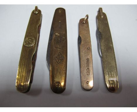 A Penknife, with 9ct gold scales, together with three other penknives. (4)