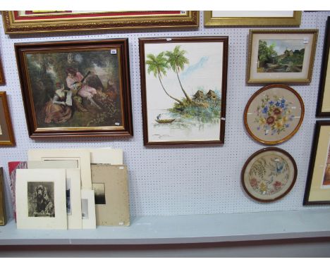 Oil on Canvas Philippines Scenes, 58.5x44cms signed lower left, W.Clarke, oil, Cotswolds cottages 18.5x27.5cms signed and dat