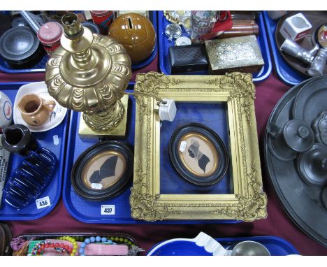 A Victorian Gilt Gesso Picture Frame, a gilt effect table lamp base of classical urn form, lobed top over acanthus scrolls, s