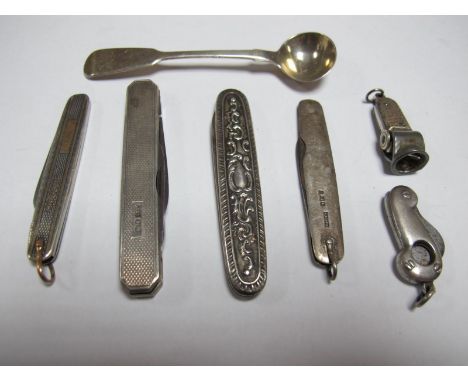 Needham Hill Street Sheffield Pen Knife, with silver hallmarked scales other pen knives with silver hallmarked scales, silver