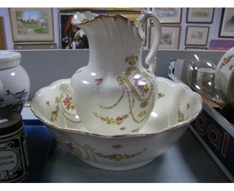 Crown Devon "Gem" Wash Jug and Bowl.  (2)