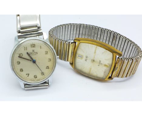 A Delfin Edox wristwatch and a Delfin slim-look date wristwatch, lacking button