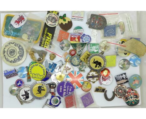 Enamel and other badges including motorsport, (The Elephant Rally, Nurburgring, Germany, T.T. and others)