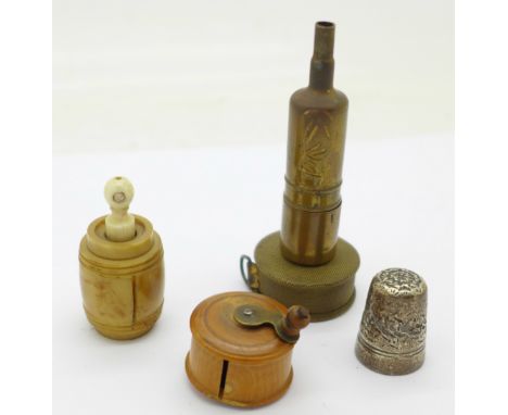 Three tape measures, two a/f, and a thimble