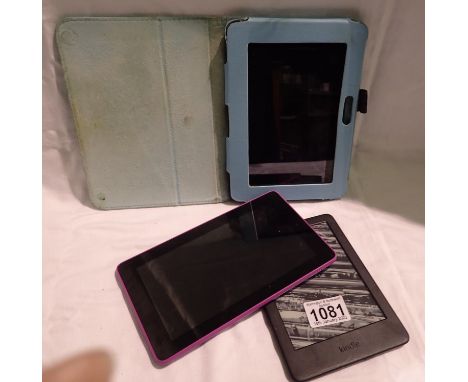 Three Amazon Kindle tablets. P&amp;P Group 1 (£14+VAT for the first lot and £1+VAT for subsequent lots) 