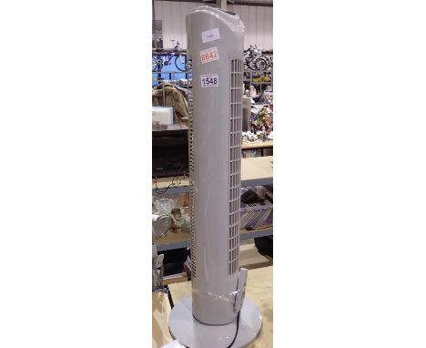 Challenge 32 inch tower fan, with remote. All electrical items in this lot have been PAT tested for safety and have passed. T