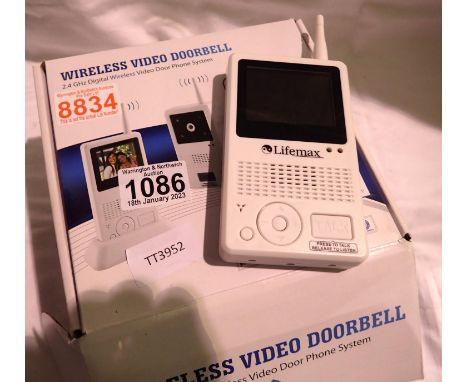 2.4GB wireless video doorbell, appears complete and unused. P&amp;P Group 1 (£14+VAT for the first lot and £1+VAT for subsequ