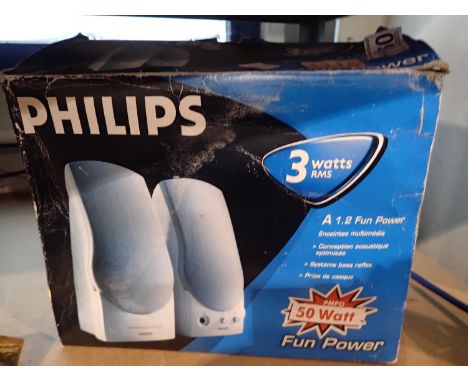 Pair of Philips 3 watt Fun Power speakers, boxed. P&amp;P Group 2 (£18+VAT for the first lot and £3+VAT for subsequent lots) 