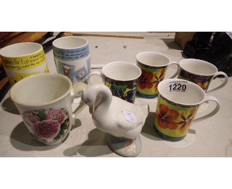 Collection of mixed ceramics including Nao and four Royal Sutherland mugs. Not available for in-house P&amp;P 