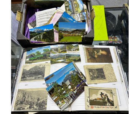 Album of vintage postcards and tea albums to include comical examples. P&amp;P Group 1 (£14+VAT for the first lot and £1+VAT 