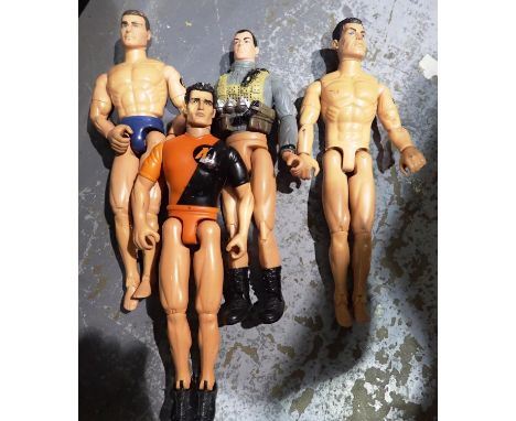 Four 12 inch action dolls including Action Man. P&amp;P Group 1 (£14+VAT for the first lot and £1+VAT for subsequent lots) 
