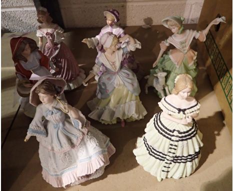 Mixed ceramic figurines including Wedgwood, largest H: 30 cm, mostly with slight damages. Not available for in-house P&amp;P 