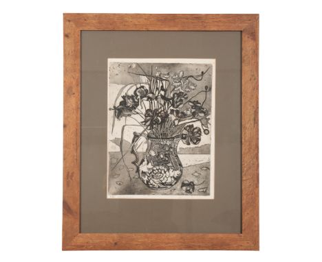 RICHARD BAWDEN (b.1936) 'Nasturtiums'signed lower right, limited edition etching  9/40, 34cm x 26cm