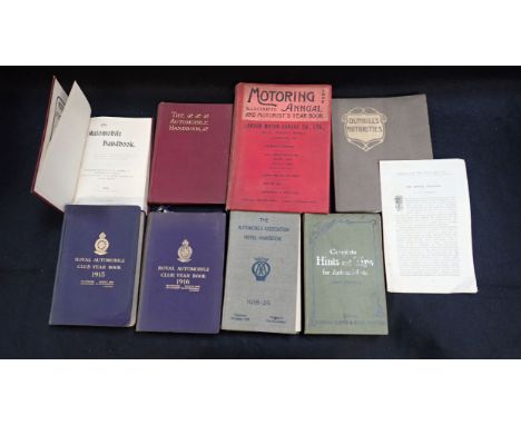 MOTORING INTEREST: 'THE AUTOMOBILE HANDBOOK, 1904', 'MOTORING ANNUAL, 1905' 'DUNHILL'S MOTORITIES' C.1905 and other items of 
