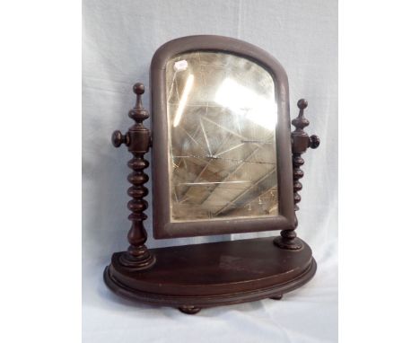 A VICTORIAN DRESSING MIRROR WITH BOBBIN TURNED SUPPORTS of small proportions 47 cm wide