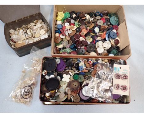A COLLECTION OF VINTAGE BUTTONS including mother of pearl