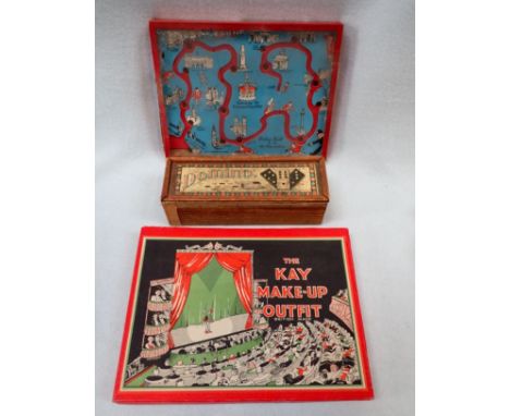 A VINTAGE TOY 'THE KAY MAKE-UP OUTFIT' a set of dominos and a George VI coronation game (3)