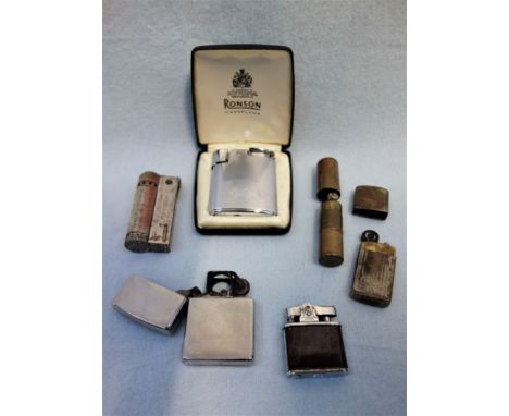 A RONSON LIGHTER (CASED) a Zippo lighter and other Vintage lighters