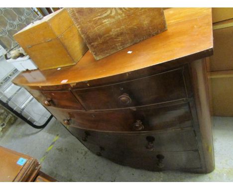 A Victorian mahogany bow fronted chest of two short and three graduated long drawers on bracket feetLocation: G 